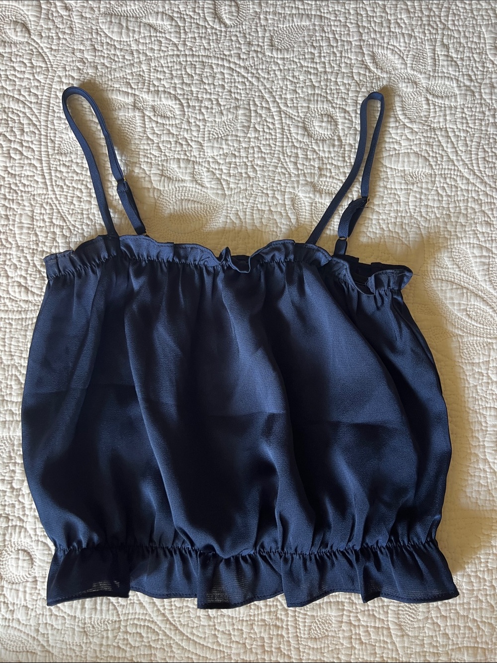 Free People Navy Blue Chiffon Cropped Cami